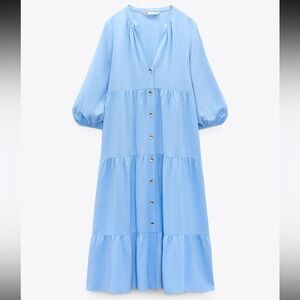 Zara Light Blue Long Sleeve Dress